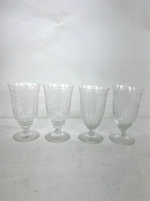 Set of 4 Vintage Fostoria Crystal Navarre Clear Iced Tea Glass 5 7/8” Etched