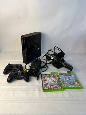 Xbox 360 E Console Bundle With Controllers Cords Games & More Untested