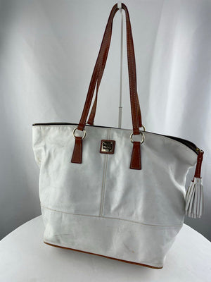 Dooney & Bourke Wexford Becky Smooth Leather White Large Tote EUC