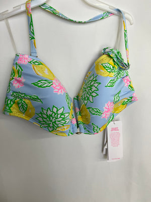 Lily Pulitzer Jessa Bandeau Bulette Make Lemonade Bikini Top Size 12 NWT