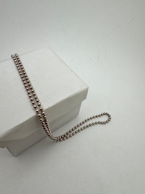 925 Sterling Silver Necklace 9.1g Bead Chain Lobster Claw Clasp Minimal 24 in.