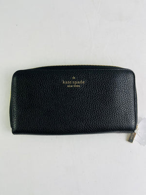 Kate Spade New York Leila Large Black Pebbled Leather Continental Wallet