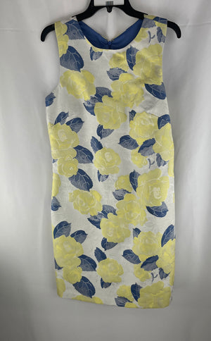 Vince Camuto Women's Floral Shift Yellow Blue Lined Dress Size 10 NWT