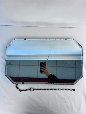 Vintage Antique Octagonal Wall Mirror Beveled Art Deco Geometric Shape 22" x 13"