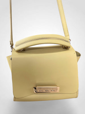 ZAC Zac Posen Eartha Iconic Top Handle Crossbody Flap Bag Lemon Yellow Leather