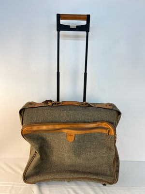 Vintage Hartmann Garment Bag Tweed & Leather Luggage Wheeled Rolling Carry On