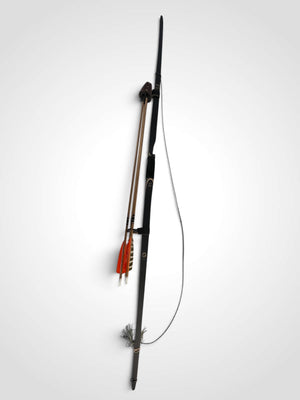 Bear Archery Montana Longbow 64" 50# RH ML-05 w/ Leather Quiver & 3 Arrows