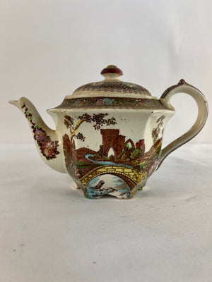 Vintage Sadler Brigadoon Hexagonal Teapot English Country Bridge Castle England