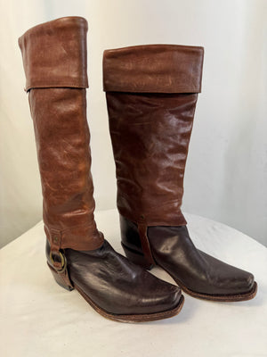 VTG Juicy Couture Drake Leather Riding Boots Brown Women's 8 Spain Y2K Western