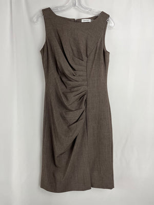 Calvin Klein Brown Ruched Waist Sheath Dress Size 4