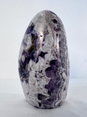 4lb Large Polished Chevron Amethyst Freeform Crystal 7" Self Standing Geode