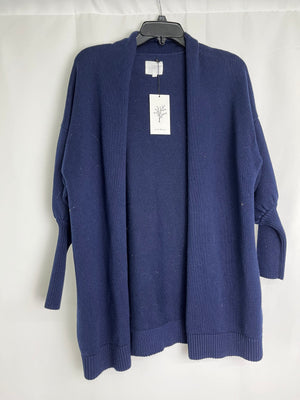 Sundays Gianna Cardigan Open Front Knit Balloon Sleeves in Navy Size 1 NWT
