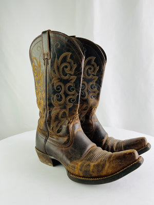 Ariat Heritage Snip Toe Brown Distressed Leather Western Women's Boots Size 7B