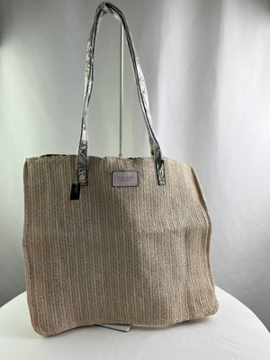 Victoria's Secret Canvas Style Tote Lined w/ Tropical Print Beach Bag NWT
