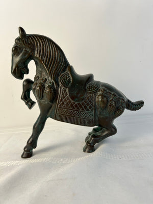 Large Bronze Tang Dynasty Style Chinese Horse Statue with Green Patina