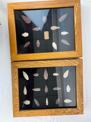 Vintage Arrowhead Display Case Set Lot 2 Matching Shadow Box Frame Lewis & Clark