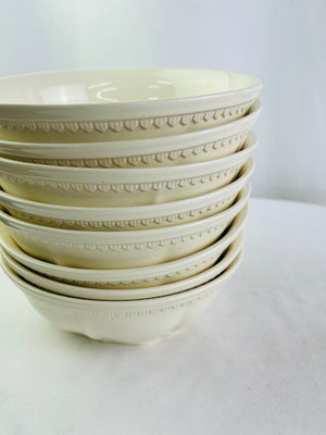 Red Vanilla FN900 Classic White Ironstone Scalloped 7" Soup Bowls Set of 8