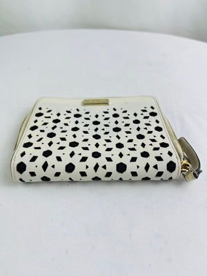 Kate Spade New York White Geometric Laser Cut Zip Around Wallet