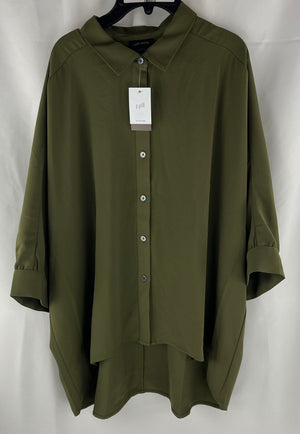 J.Jill Wearever Soft Olive 3/4 Sleeve Button Down Shirt Size L NWT MSRP $89