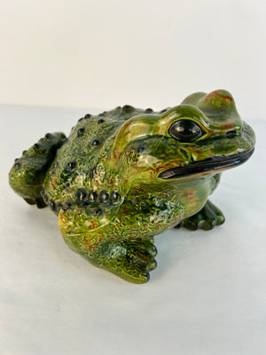 Vintage 1970s Stamped Arnels Ceramic Frog Statue Figurine 11" x 8" x 6.5" Signed