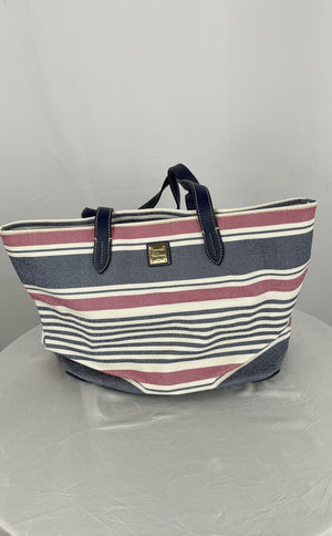 Dooney & Bourke Women's Waverly Red White Blue Striped Large Tote Purse