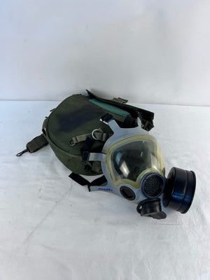 Vintage U.S. Military MSA-OC279-2 Gas Mask with Green Canvas Carrying Case