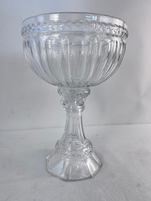 Vintage Design Guild Poland Crystal Glass Compote Centerpiece Bowl 13.5" Tall