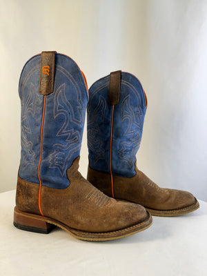 Anderson Bean Stitching Piping Briar Blue Pull On Western Boot Men's 6