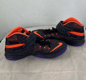 Nike Men's Purple Orange Lebron James Zoom Soldier VIII Mid Top Shoes Size 10.5