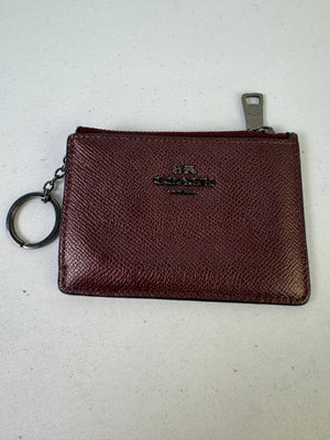 Coach Purple Metallic Leather Keychain Wallet/Coin Purse