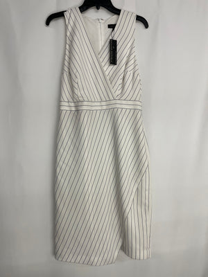 Banana Republic White Striped Lined Sleeveless Asymmetrical Sheath Dress 6 NWT