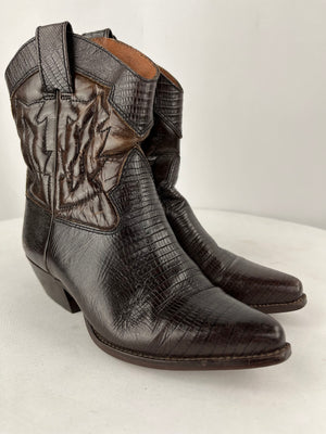 Nine West Brown Leather Ankle Boots N Vesta Women's 6M