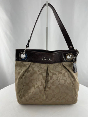 Coach Signature Ashley F17599 Brown Tan Shoulder Bag EUC