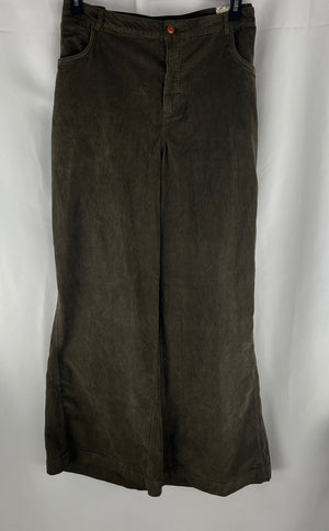 Anthropologie Colette Corduroy High Rise Wide Leg Pant Olive Green Size 22W NWT