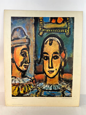 Vintage Georges Roualt Heads of Two Clowns Lithograph Board 28.5" x 22.5" G320