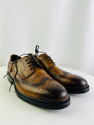 ECCO Lisbon Amber Leather Cap Toe Brogue Oxfords Men's 12-12.5M NIB
