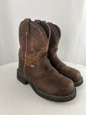 Justin Gypsy Steel Toe Western Cowboy Brown Boots Women's 6.5B WKL9980