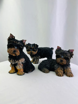 Danbury Mint Yorkie Puppy Figurines Set of 3 Biscuit Lil Yorkie & RARE Rusty