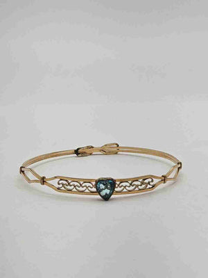 Kiddie Kraft Gold Filled Topaz Bracelet 3.1g Heart Adjustable Bangle Vintage