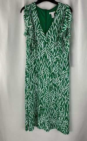 London Times Women's Green White Floral Sleeveless Dress Size 14 NWT MSRP $94
