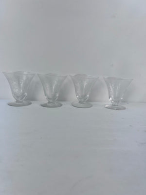Set of 4 Vintage Tiffin-Franciscan Cherokee Rose Oyster or Fruit Cocktail Glass