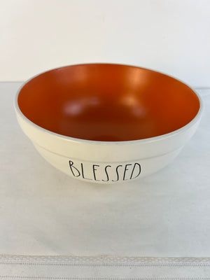 Rae Dunn Large Deep Mixing Serving Bowl Orange Interior 10" BLESSED