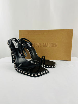 Steve Madden Zelle Black Multi Rhinestone Strappy Stiletto Heels Womens 9 in Box