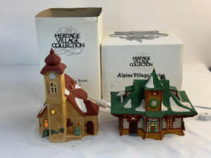 Dept 56 Alpine Village Church & Bahnhof Train Station Lot 65412 56144 Boxed