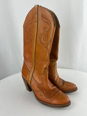 Dingo Tan Cowgirl Boots Tan 7454 Women's Size 5.5M