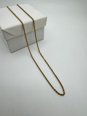 14K Yellow Gold Necklace 4.1g Rope Chain Bayonet Clasp 21 in.