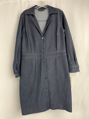 Jones New York Denim Button Up Long Sleeve Dress Size 14 NWT