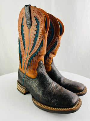 Ariat Quickdraw VentTEK Square Toe Western Boots in Turquoise/Brown Women's 8.5D