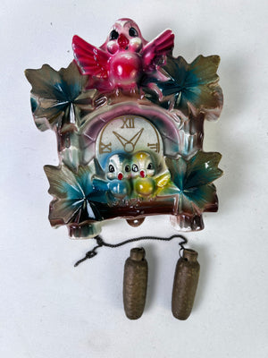 Vintage 1950s Lipper & Mann Anthropomorphic Birds Cuckoo Clock Wall Pocket