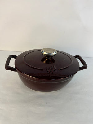 Wolfgang Puck 4.5qt Cast Iron Oval Covered Dutch Oven - Deep Red/Merlot